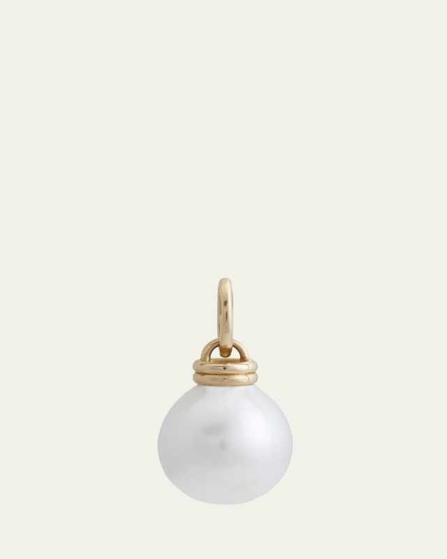 18K Yellow Gold Large South Sea Drop Pearl Double-Link Pendant